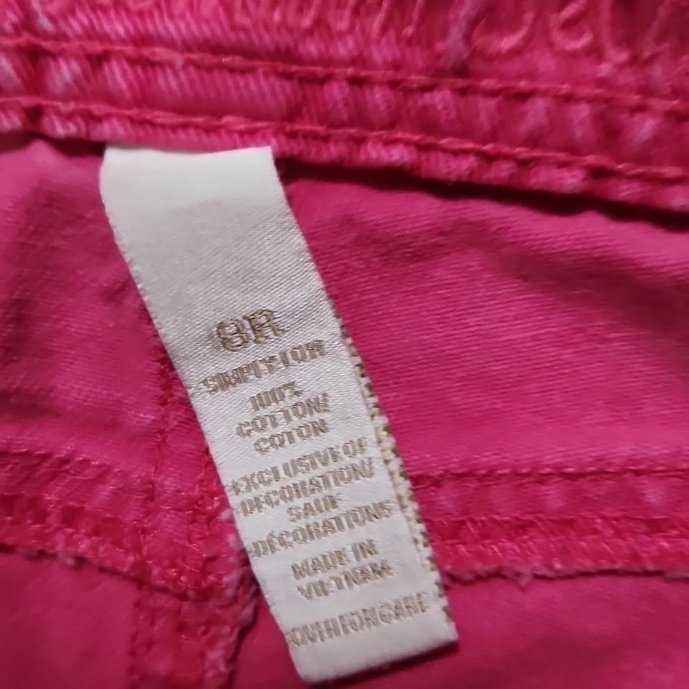 JUSTICE Premium Hot Pink Distressed Denim Shorts Size 8 Regular Vintage